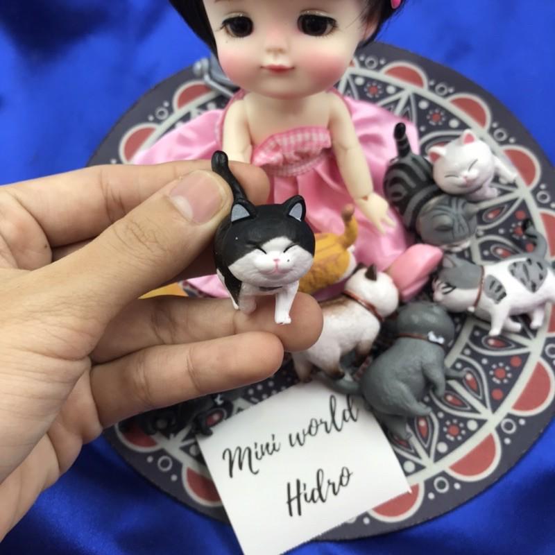 Combo mô hình bé mèo hoàng thượng tí hon mini cute mặt đánh yêu dành cho trang trí nhà búp bê Barbie bjd tỉ lệ 1/8