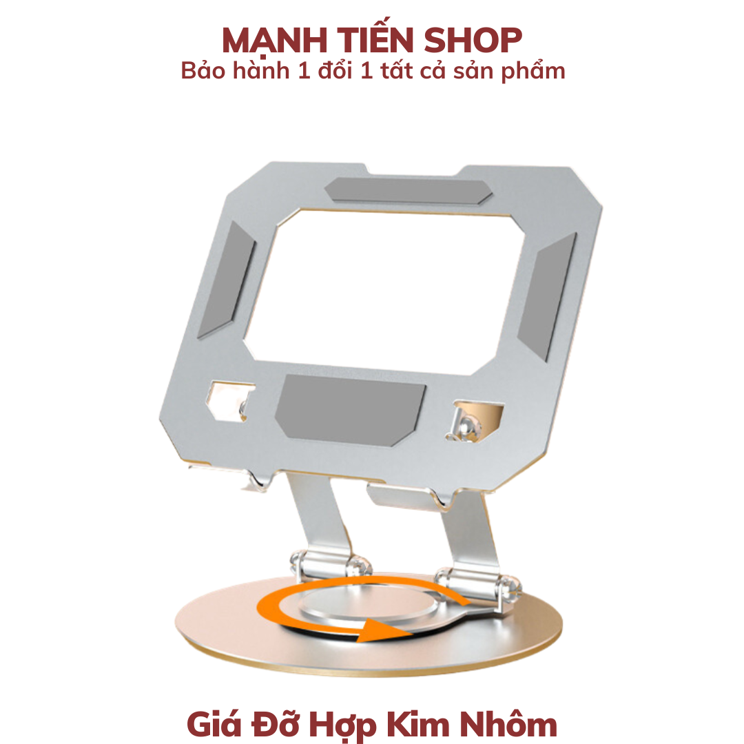 Giá Đỡ Hợp Kim Nhôm Để Bàn Xoay 360 Độ Cho Điện Thoại, Máy Tính Bảng, Iphone, Ipad L08 - Hàng chính hãng