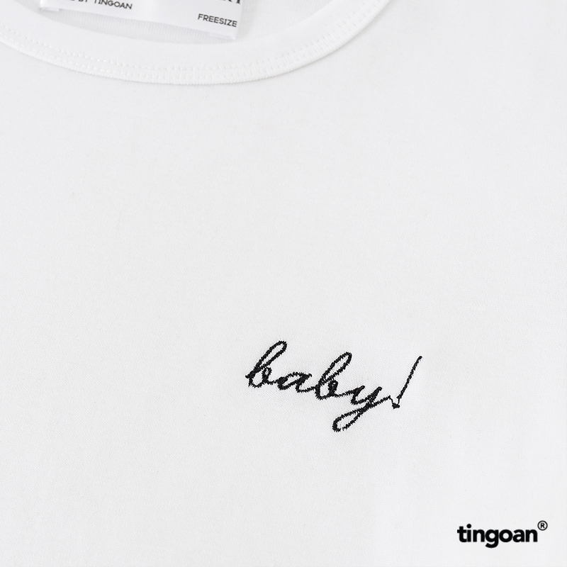 Áo phông dáng ôm vừa thêu chữ &quot;baby&quot; trắng tingoan “BABY!” TSHIRT/WH