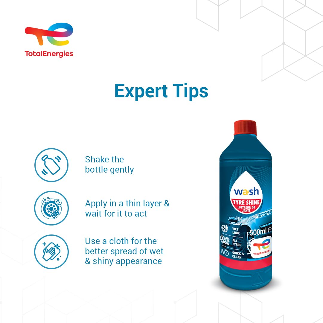 Dung dịch đánh bóng và bảo dưỡng lốp ô tô Total Energies TE-TS500 500ml - Giảm nhiệt độ lốp xe, chống lão hóa, nứt nẻ, phục hồi màu đen lốp xe