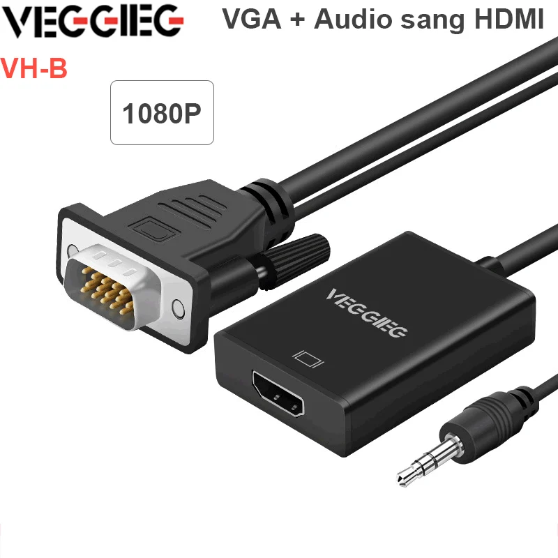 Cáp chuyển đổi VGA + Audio ra HDMI Veggieg VH-B