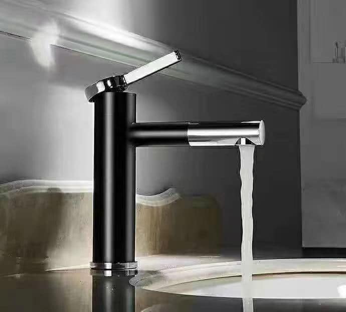 Vòi rửa mặt đa năng đầu xoay 360 độ, mạ đen trắng GR 8807B kiểu thân thấp 20 cm (đẹp, sang trọng), bền bỉ với thời gian