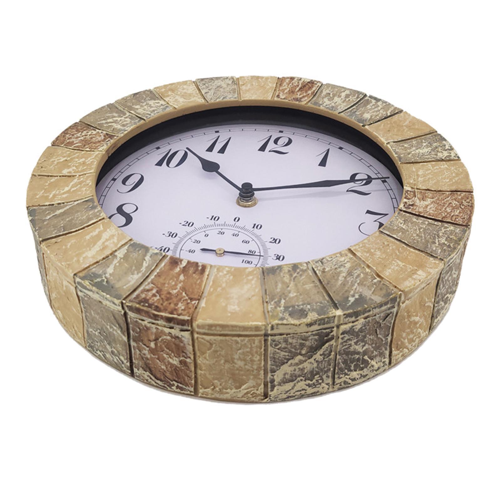 Outdoor Hanging Clock Waterproof Temperature Display for Living Room