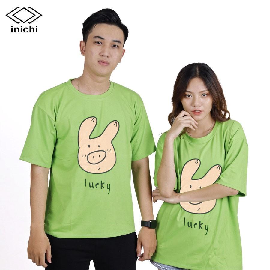 Áo thun Unisex INICHI tay lỡ form rộng phong các in hình chú heo lucky - IC661