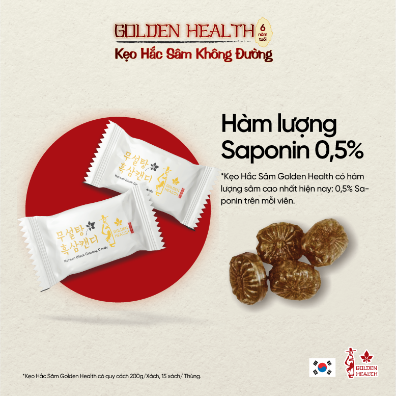 Kẹo Hắc Sâm Hàn Quốc Golden Health - Hộp 200g