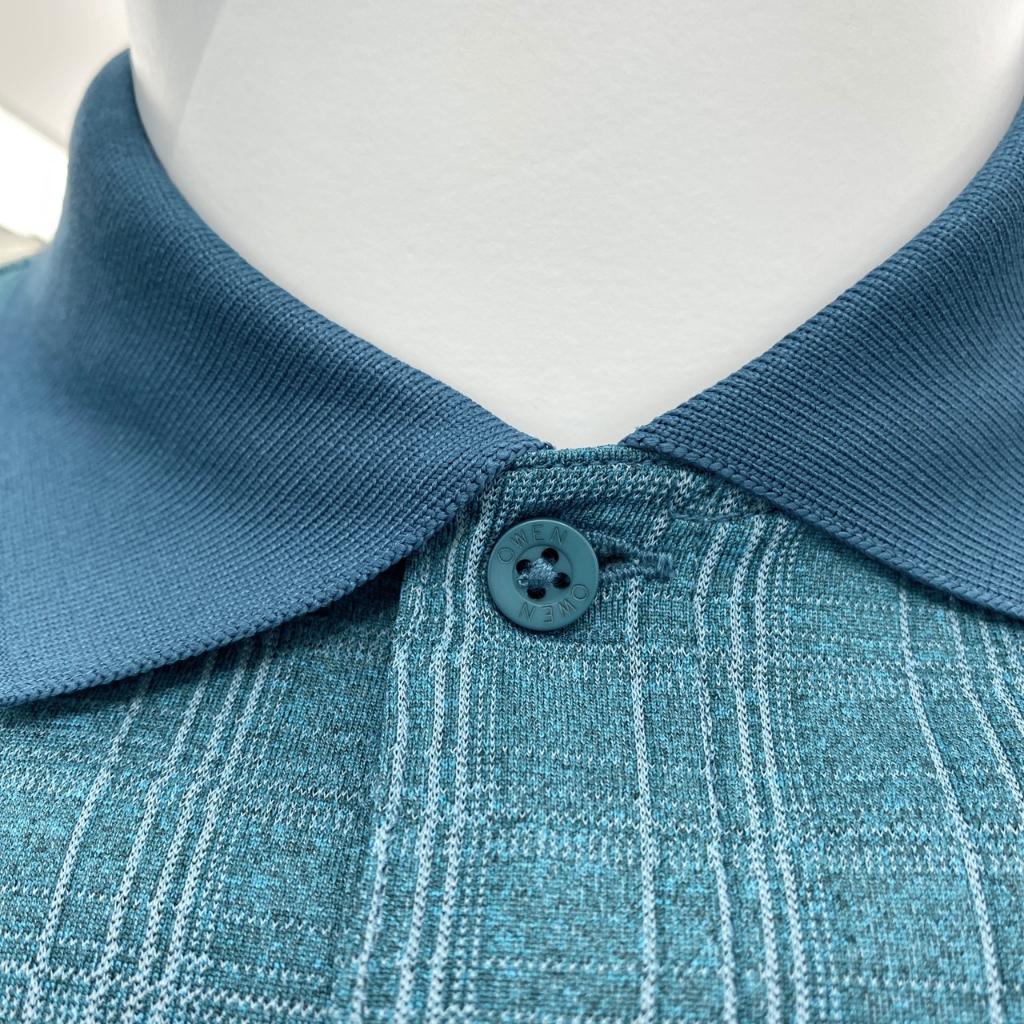 OWEN - Áo polo nam ngắn tay Owen màu xanh cổ vịt kẻ ô 231217