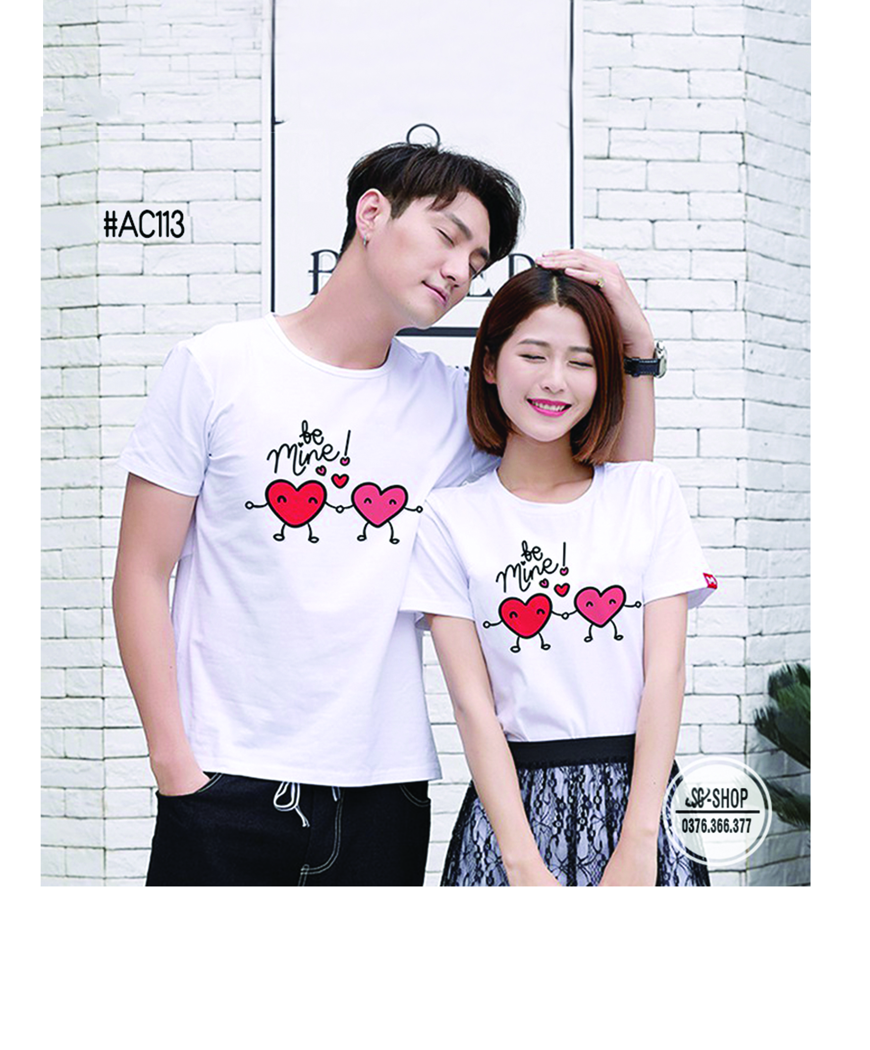 Áo cặp đôi dễ thương Be Mine form unisex cổ tròn tay ngắn thun cotton mềm mịn AC113 | SG