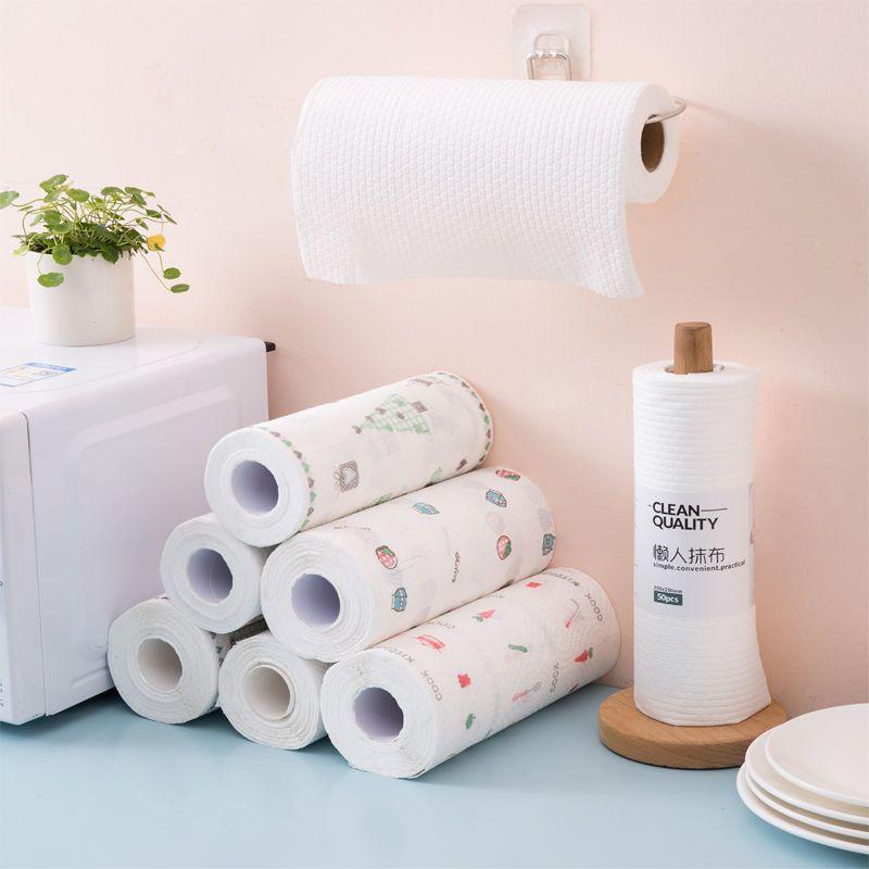 Cuộn Giấy Lau Đa Năng Màu trắng, Lau Nhà Bếp In Họa Tiết