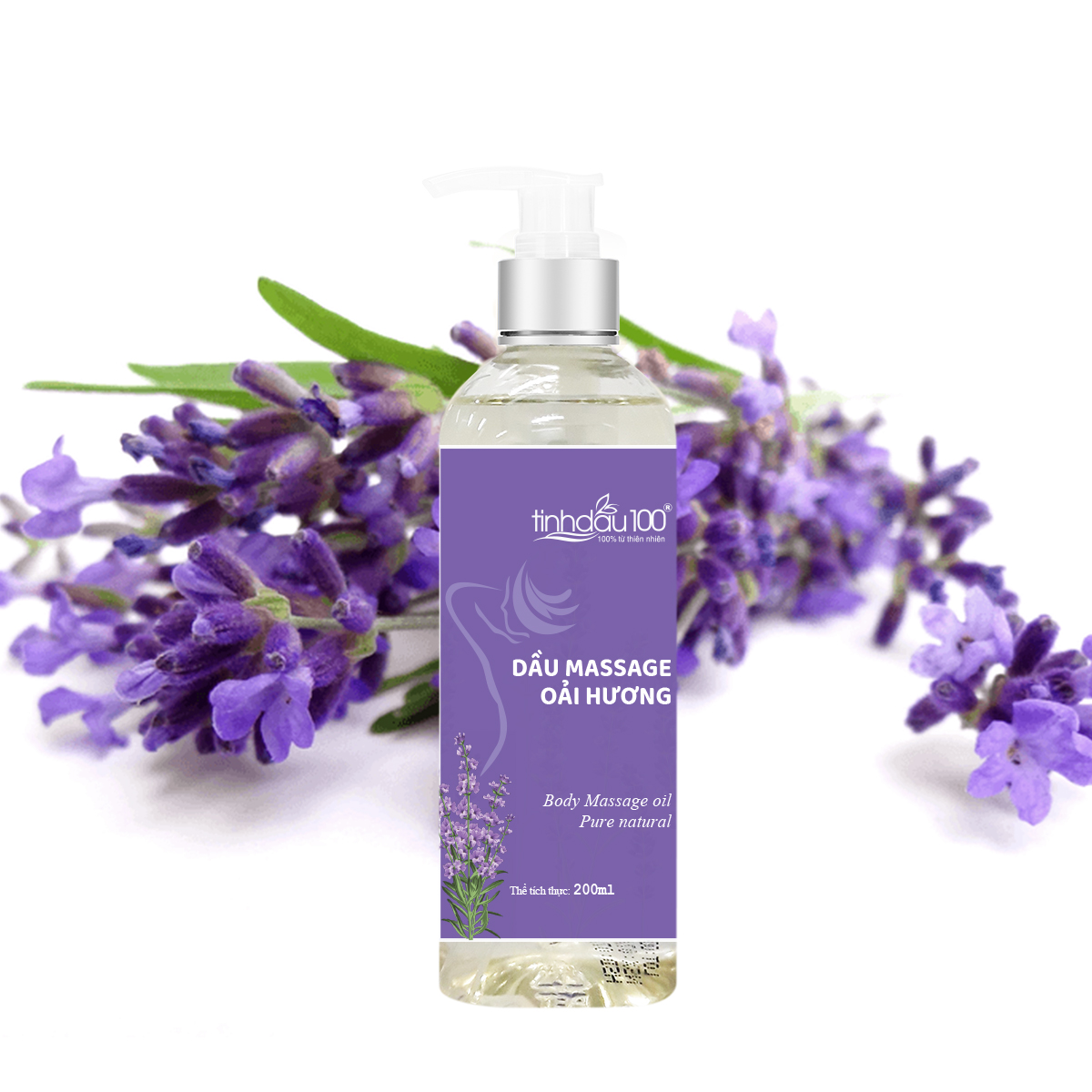 Dầu massage body oải hương dành cho Gia Đình - Dưỡng da, thư giãn 200ml