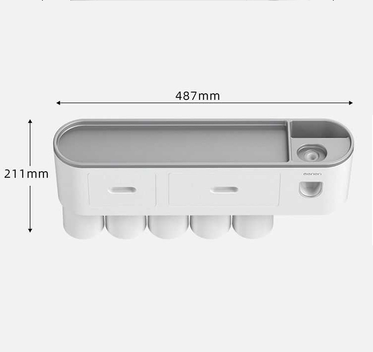 Giá treo bàn chải kem đánh răng kèm 5 cốc cho cả gia đình, bộ nhả kem đánh răng tự động lắp đặt dán tường - Hàng Chính Hãng - Tặng kèm sticker