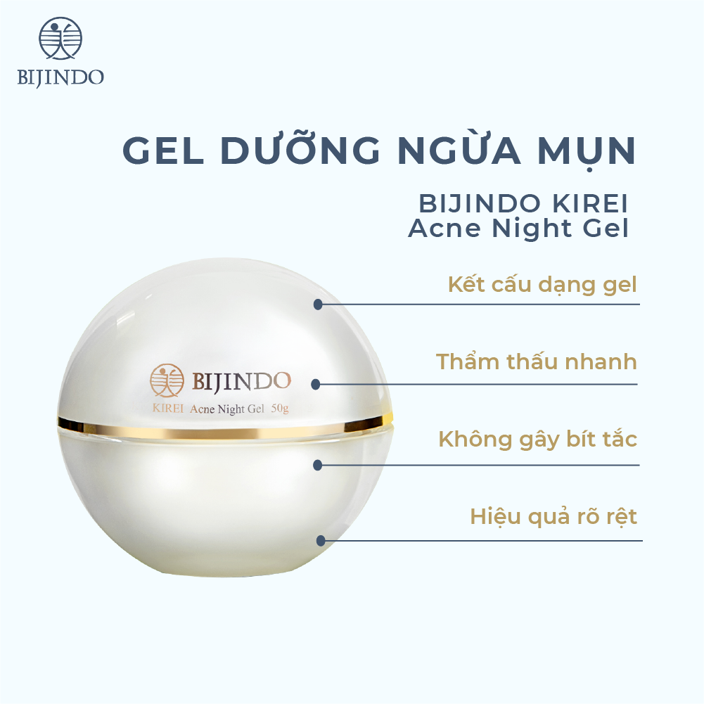 Gel Dưỡng Ẩm Ngừa Mụn BIJINDO KIREI Acne Night Gel 50g