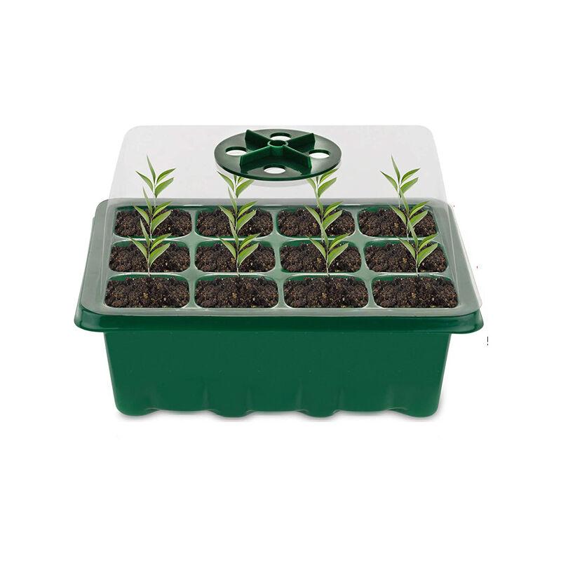 Nhà kính mini cho thực vật, 10 mảnh 120 tế bào bên trong gieo khay khay crop khay với nắp và thông gió bền vững, màu xanh lá cây