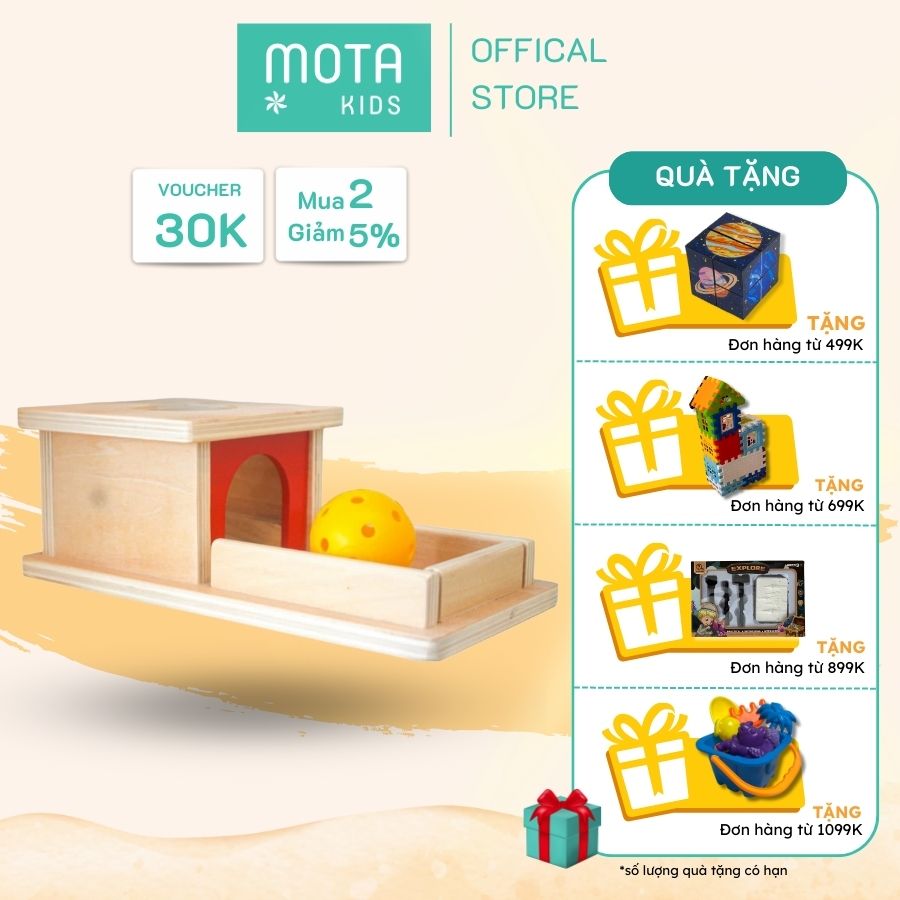 Đồ chơi hộp thả khối cầu cho bé 6-9 tháng Montessori Mota- Khơi gợi tò mò- Kích thích thính giác - Hàng chính hãng