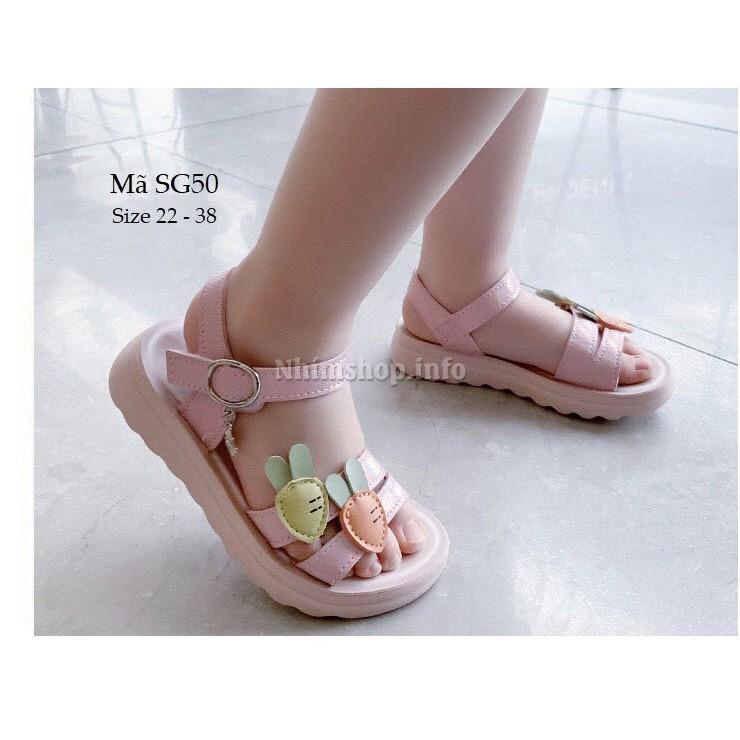 sandal bé gái - Dép quai hậu bé gái 1 - 12 tuổi cao cấp da PU mềm đế siêu nhẹ chống trơn êm chân hồng cà rốt cho bé SG50