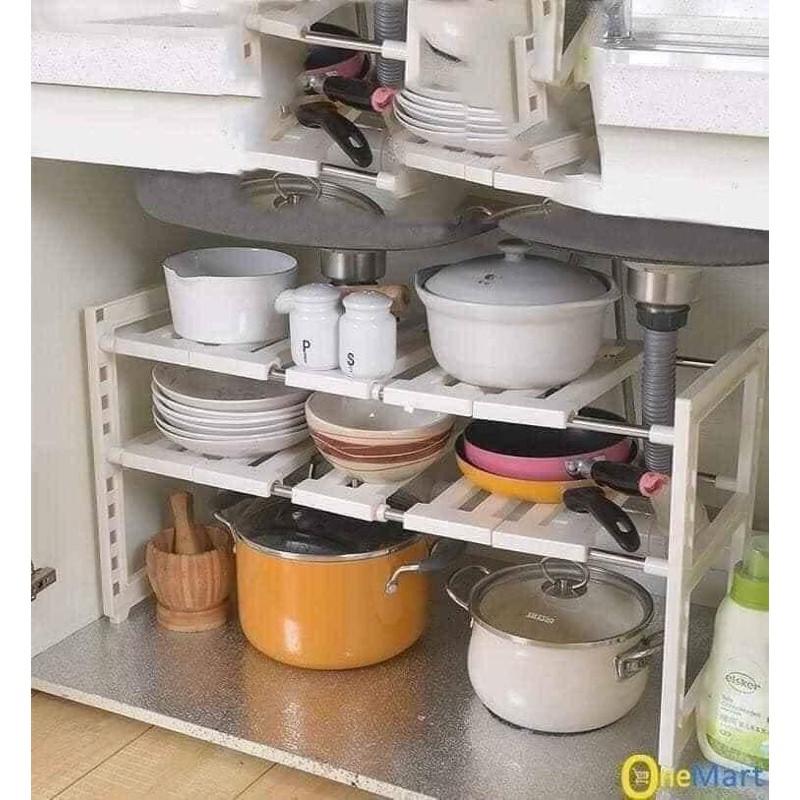 Kệ gầm bếp, kệ để giầy, kệ để giỏ hoa đa năng tiện lợi chất liệu nhôm có lớp phủ ngoài bảo vệ và nhựa cao cấp