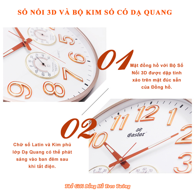 Đồng Hồ EASTAR Mặt Tròn có DẠ QUANG và Đồng hồ CƠ Đo NHIỆT ĐỘ &amp; ĐỘ ẨM - Máy KIM TRÔI - Tặng Pin Maxell