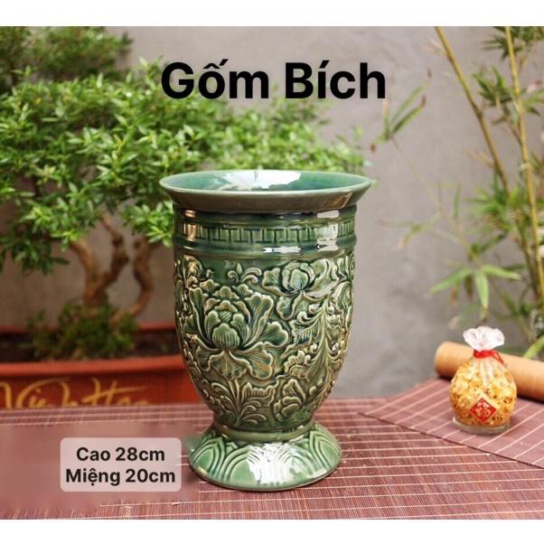 Bình Hoa Lọ Hoa Gốm Dáng Ly Miệng Rộng Gốm Sứ Bát Tràng - Gốm Bích