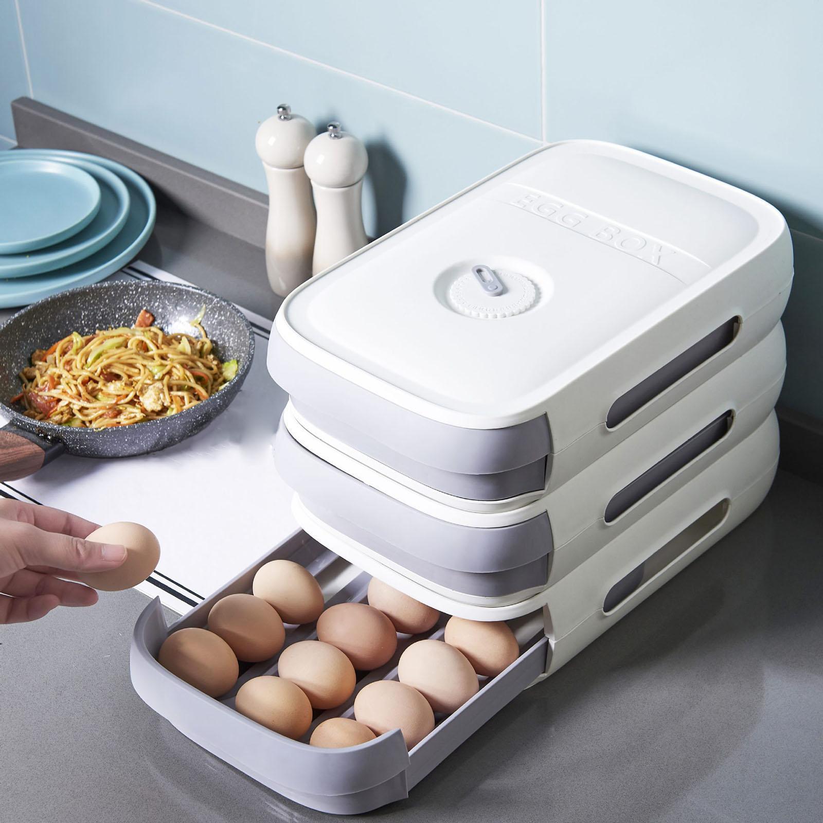 Egg Storage Box Refrigerator Stackable Organizer Fresh for Household