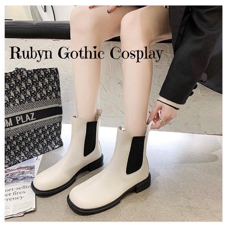 Giày Boots Chelsea Cổ Lửng 2 màu trắng đen ( size: 35-40)