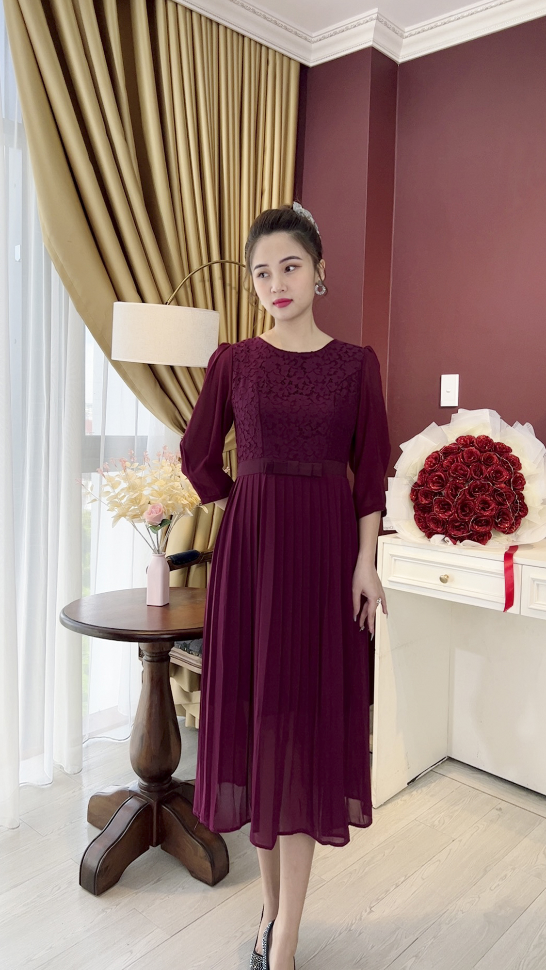 Đầm Trung Niên [ Linh Trà ] (TM 678) Trẻ Trung Thiết Kế Trang Nhã Thanh Lịch Đi Làm Đi Tiệc Cho Bà Cho Mẹ U40 U50