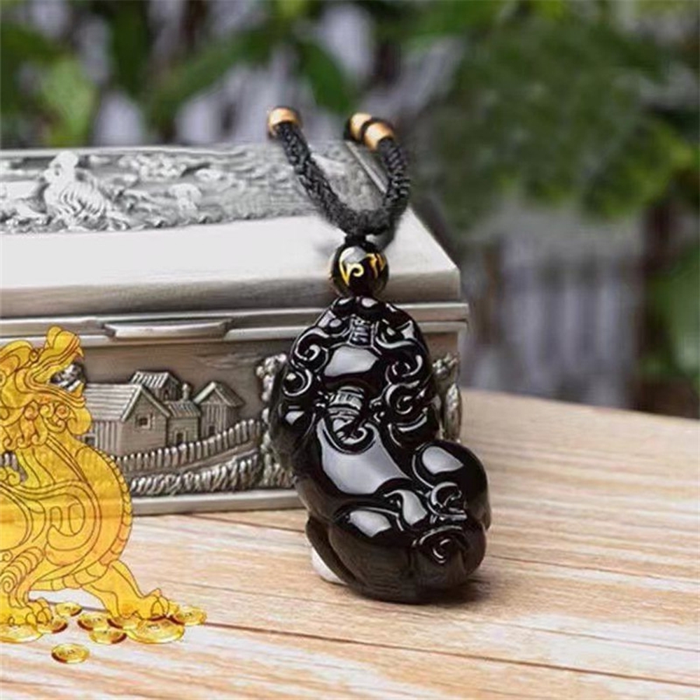 Mặt Dây Chuyền Tỳ Hưu Opal Đen Tự Nhiên Tặng Dây Đeo 45CM