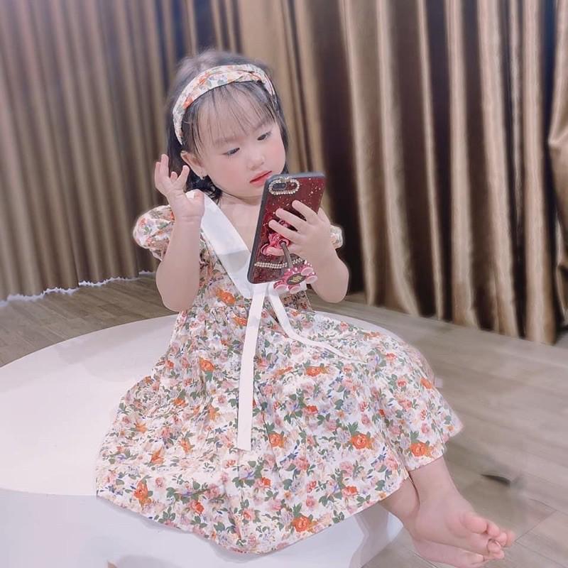 Váy bé gái + TẶNG TURBAN KHI MUA VÁY NHƯ Ý HOUSE'S- đầm Công Chúa cho bé -váy hoa nhí- cổ thuyền