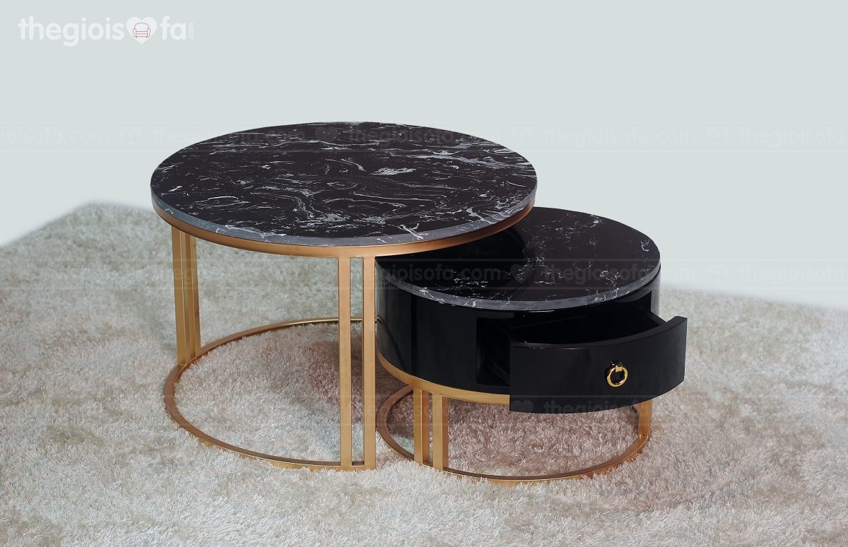 Bàn trà Halo Black – mặt đá cao cấp