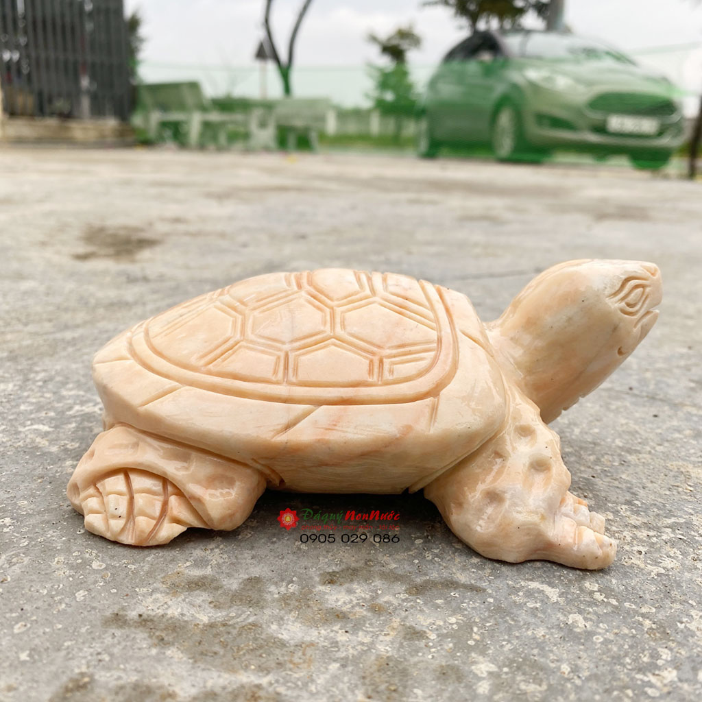 Tượng Rùa đá cà rốt 15cm đá Non Nước
