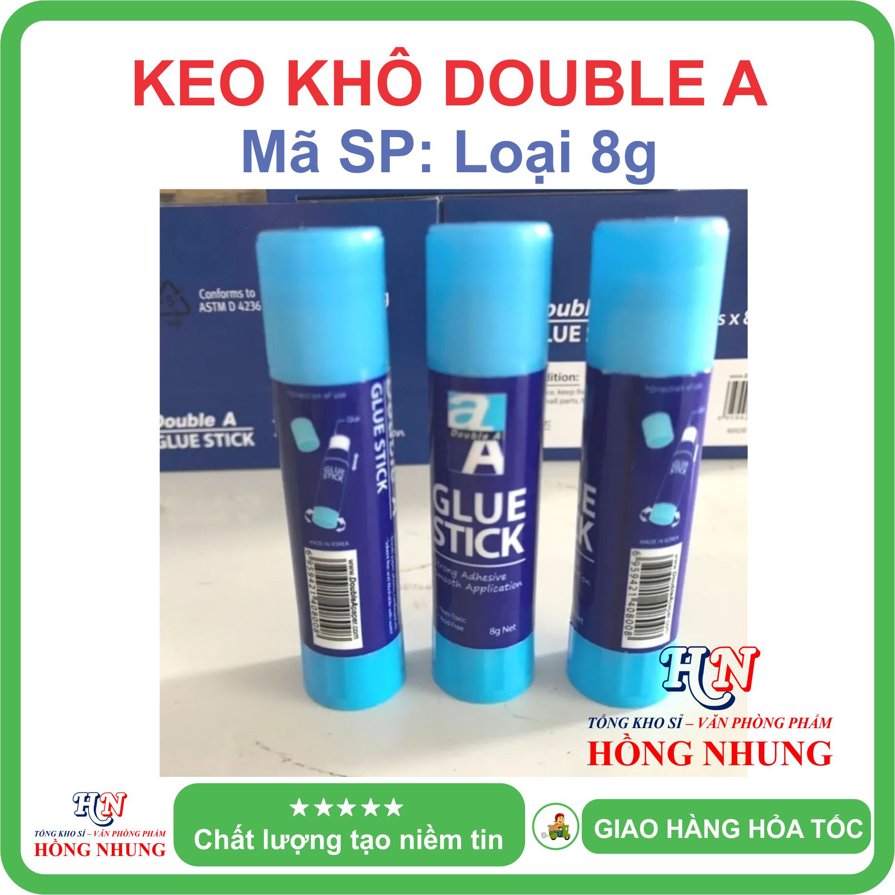 Keo Khô dán giấy Double, Khô Nhanh, Không Độc Hại, giúp bé ham học.