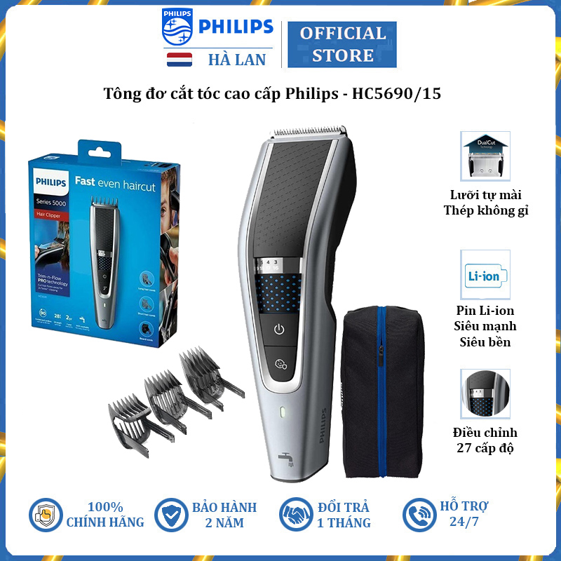 Tông đơ cắt tóc thương hiệu cao cấp Philips HC5690/15 - Hàng Chính Hàng