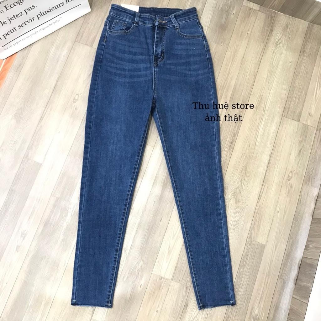 Quần Jeans Cạp Cao Rách Gối Mẫu Hót 2021