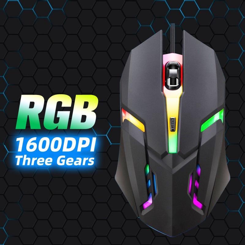 Chuột quang chơi game ANKNDO có dây tích hợp và đèn nền 7 màu RGB không gây tiếng ồn dành cho laptop và PC