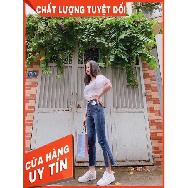 QUẦN JEANS ỐNG LOE ỐNG XẺ 1 bên- chất jeans đẹp xuất sắc
