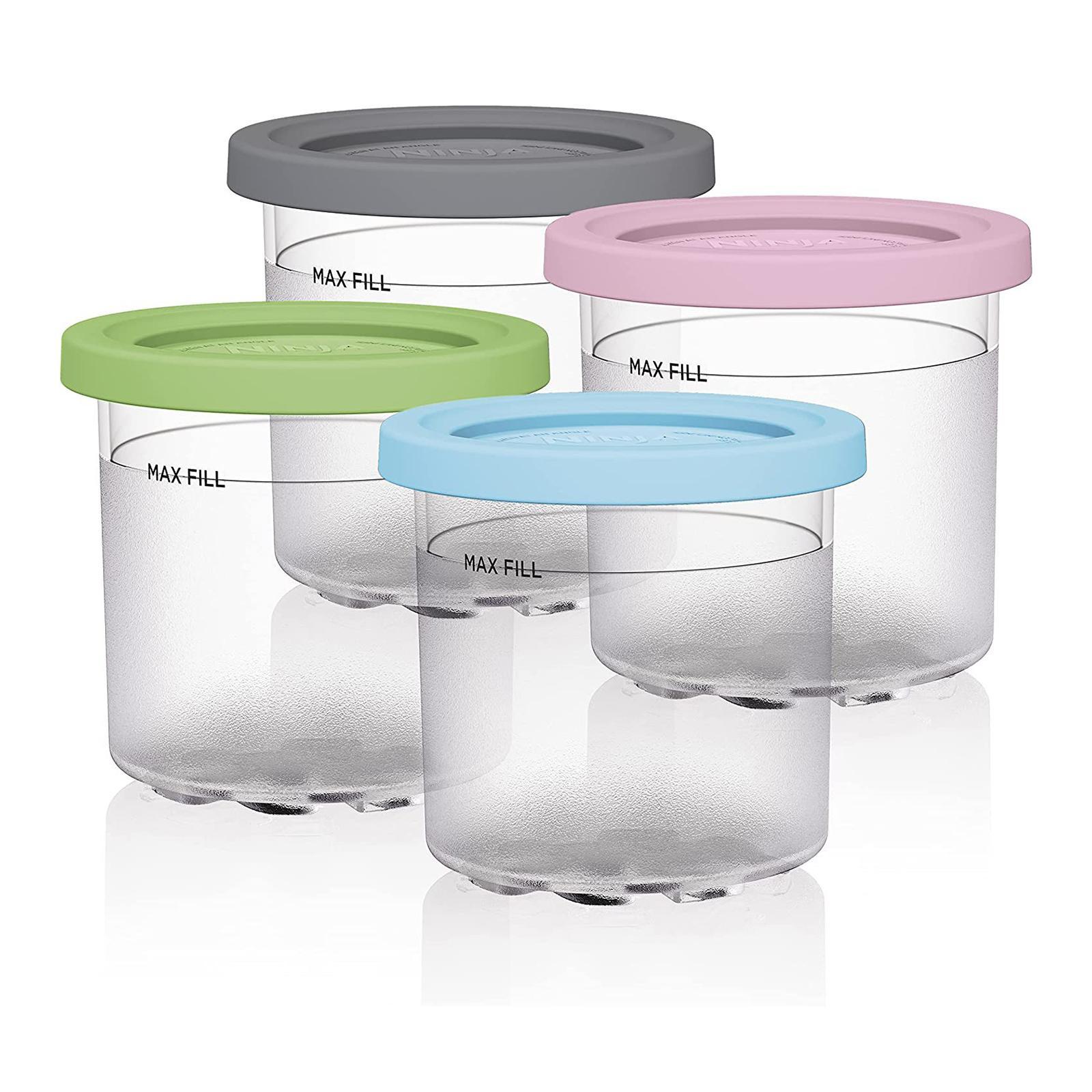 4Pcs Freezer Food Storage Tubs with Silicone Lid for Kitchen Restaurant