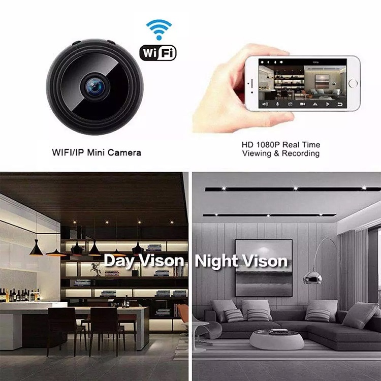 Camera IP WIFI A9 MINI Cho gia đình, (sử dụng làm camera hành trình xe máy, ô tô), Kết nối WIFI, phát hiện chuyển động, Có pin