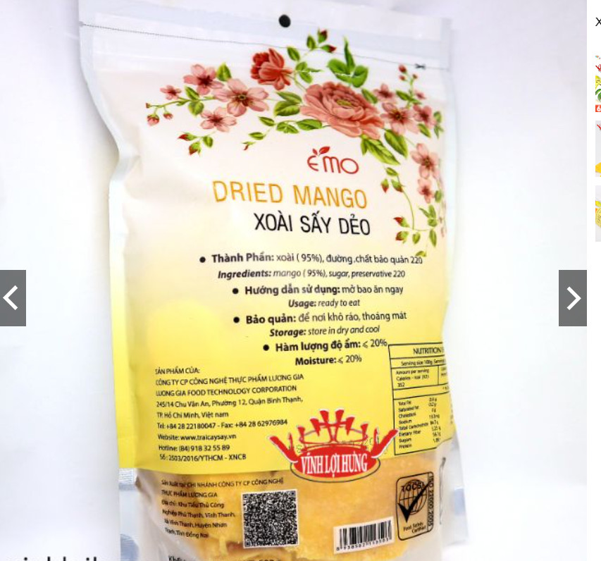 Combo 1kg xoài chín sấy dẻo Lương Gia