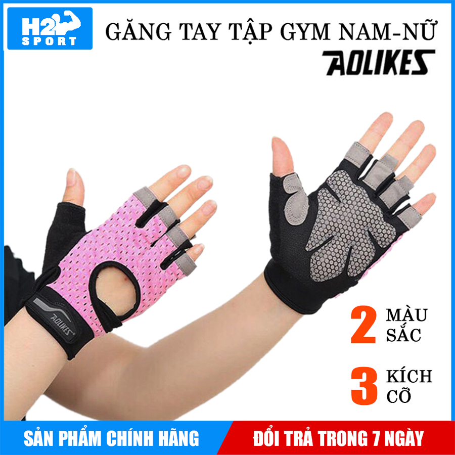 Găng tay tập gym nam nữ chính hãng Aolikes chống chai tay cực tốt (1 Đôi)