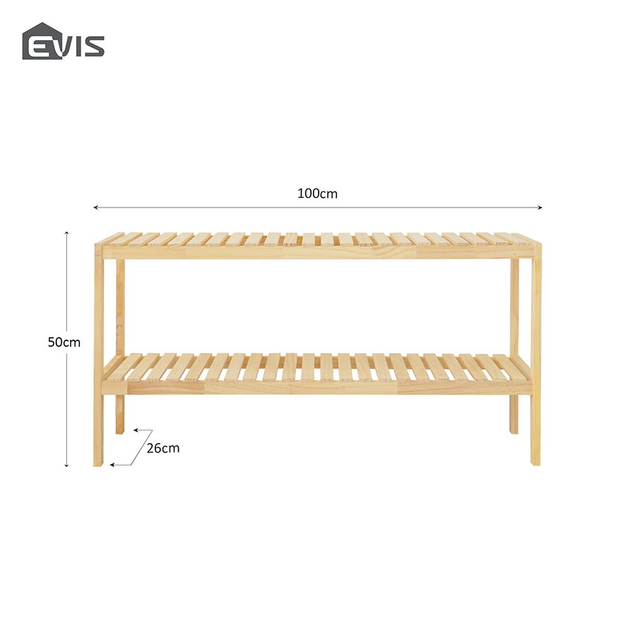 Kệ Đa Năng Evis Home - Kệ Để Dép Đồ Dùng Phòng Khách 2 Tầng Khung Gỗ - Màu Gỗ  - Lắp Ráp Dễ Dàng - Có 3 Kích Thước Để Lựa Chọn - Thiết Kế Nội Thất