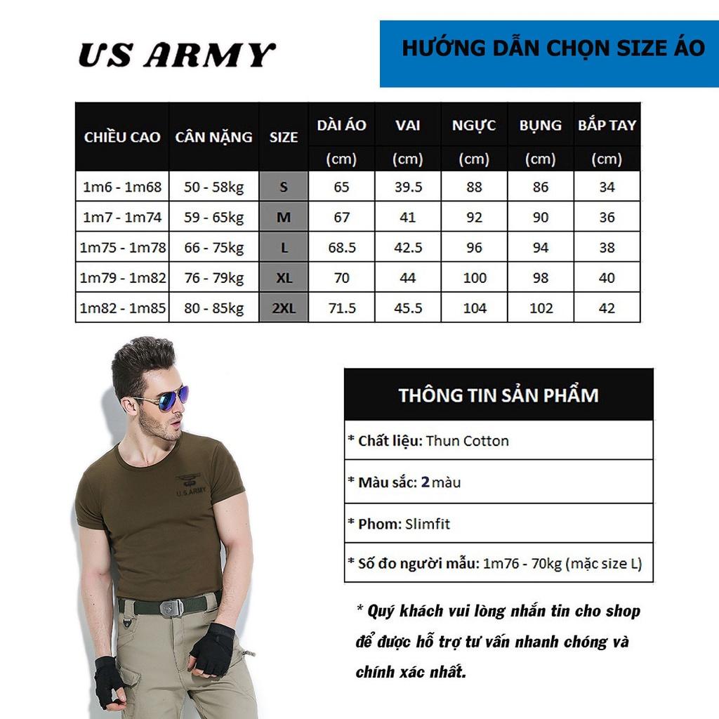 Áo Thun Nam Lính Mỹ US ARMY - Áo Phông Nam cotton Quân Đội Mềm Mịn Thoáng Mát Dáng Ôm Body Hàng Chính Hãng
