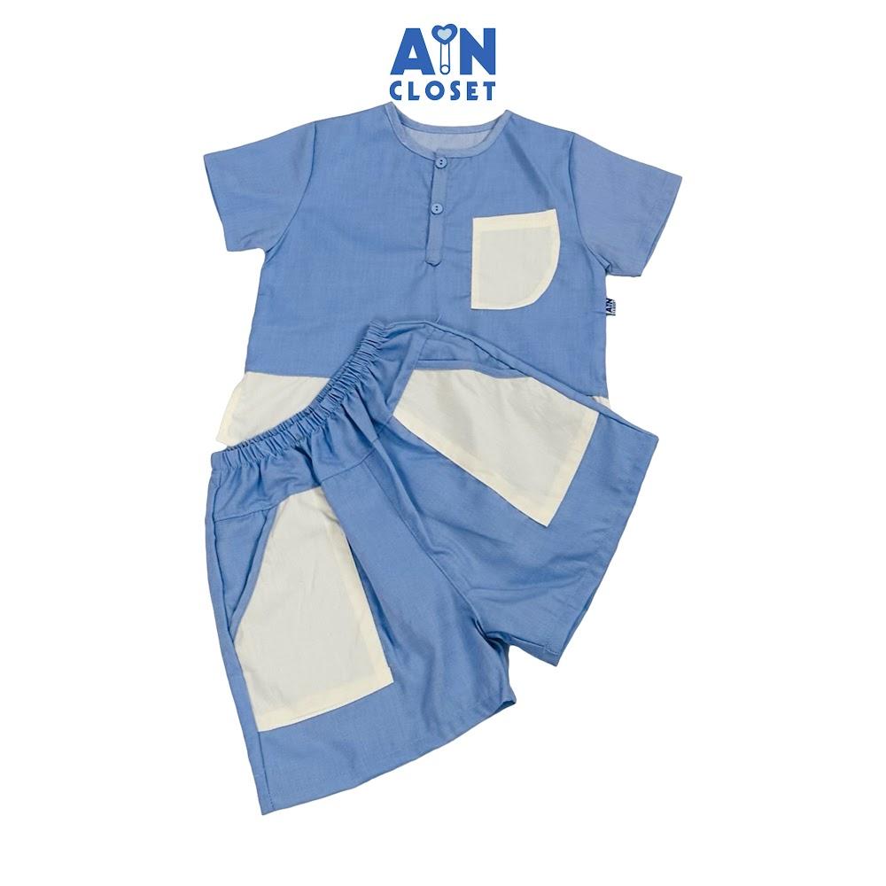 Bộ quấn áo Ngắn bé trai Xanh Túi Trắng cotton - AICDBTU78PXZ - AIN Closet