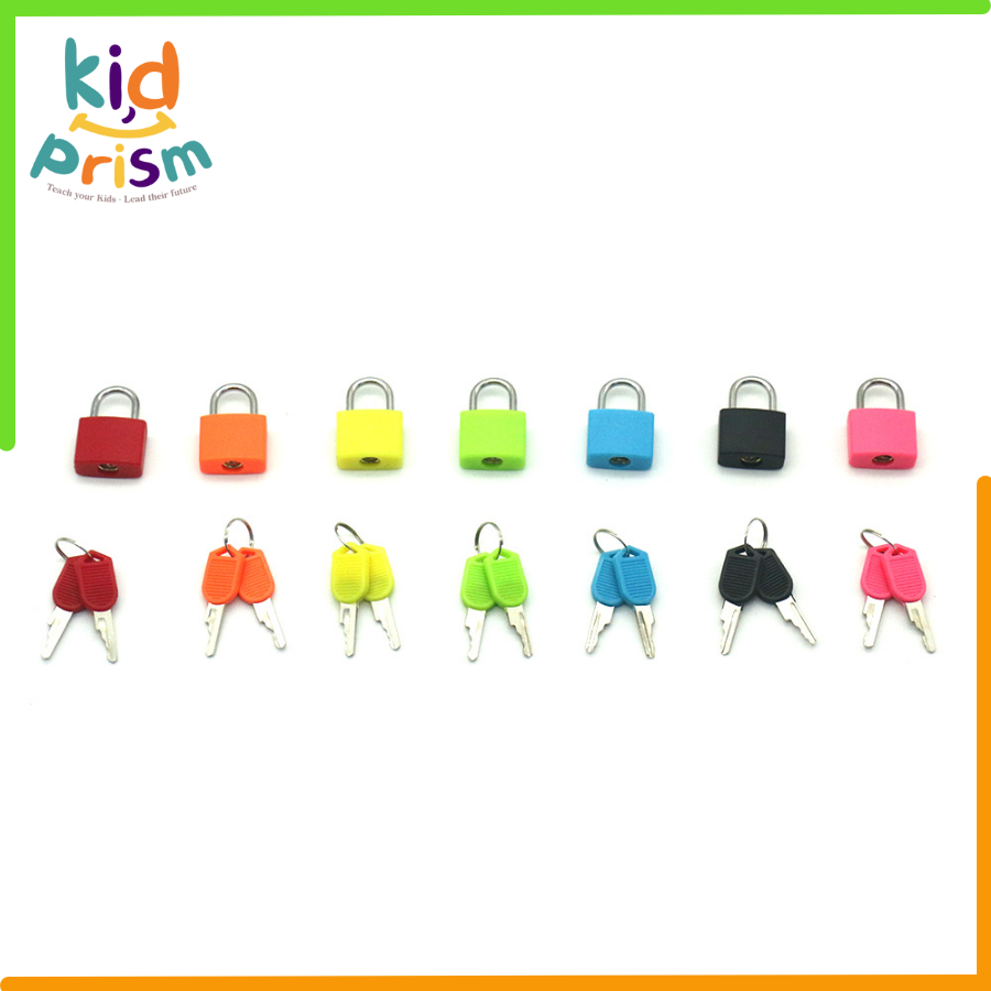 Giáo cụ Montessori - Bộ ổ khóa &amp; chìa khóa 4 màu chất liệu nhựa an toàn giúp bé phát triển kỹ năng thực hành cuộc sống