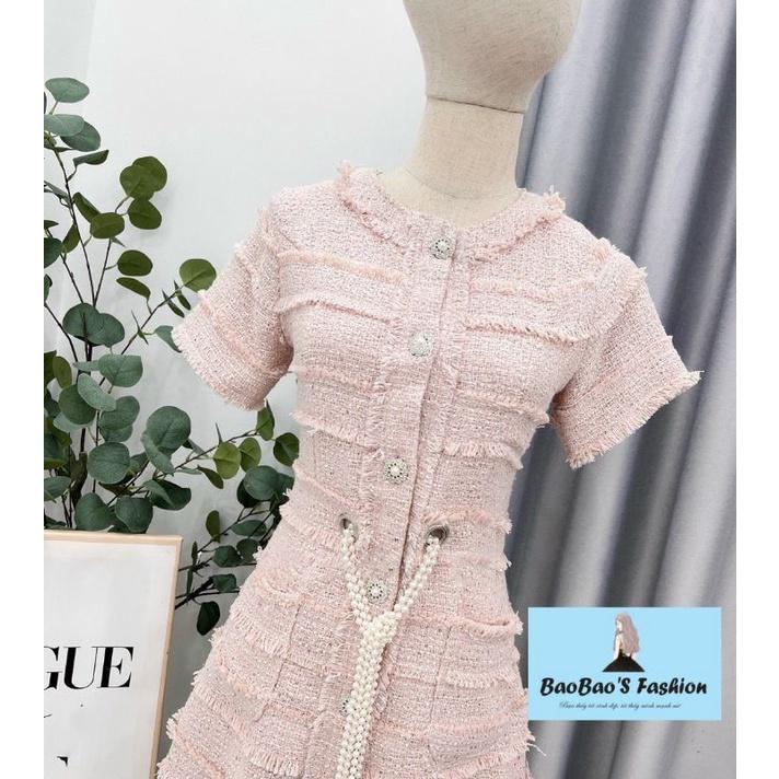 Đầm dạ hồng cách điệu siêu hot