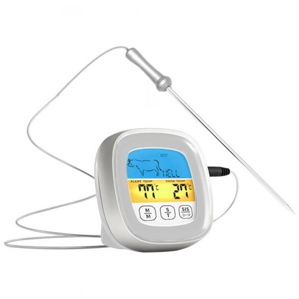 Digital Meat Thermometer LCD Display with Backlight for BBQ Cooking Accs Black