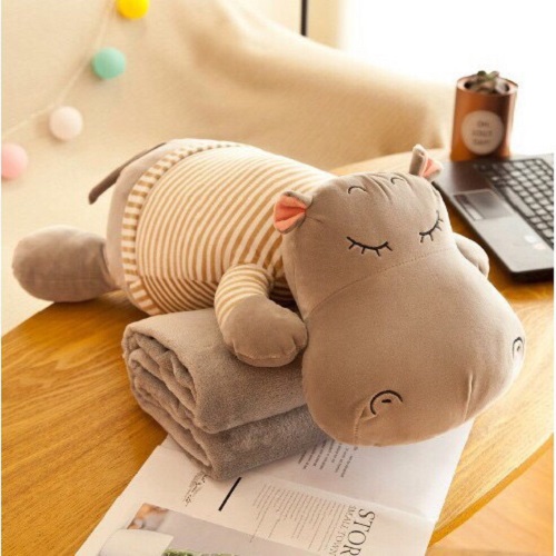 Bộ chăn gối gấu bông Hà Mã 2in1