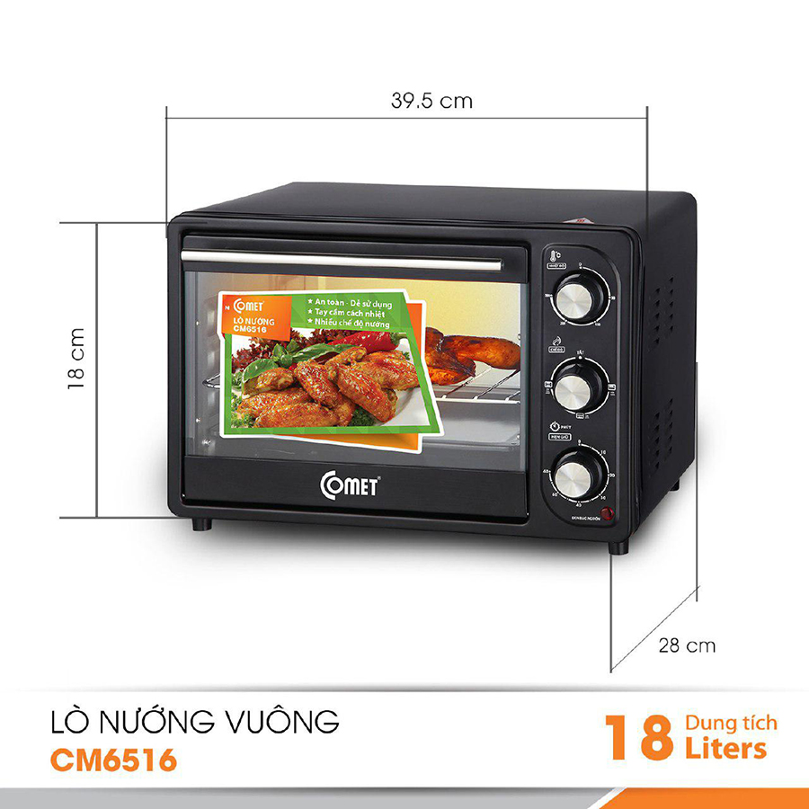 LÒ NƯỚNG ĐIỆN COMET CM6518 DUNG TÍCH 28 LÍT CÔNG SUẤT 1600W - HÀNG CHÍNH HÃNG