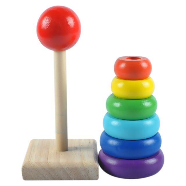 Đồ chơi gỗ tháp cầu vồng mini 7 màu,đồ chơi giáo dục cho bé nhận biết màu sắc,kích thước