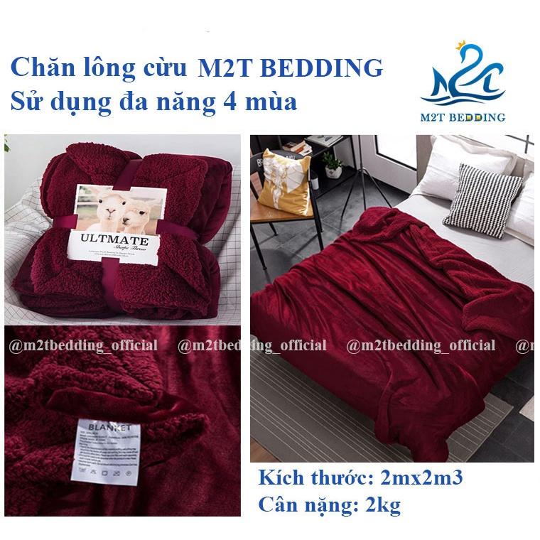 Chăn lông cừu M2T BEDDING, mền lông tuyết dày 2 lớp đại hàn cho bé và gia đình kích thước 2mx2m3
