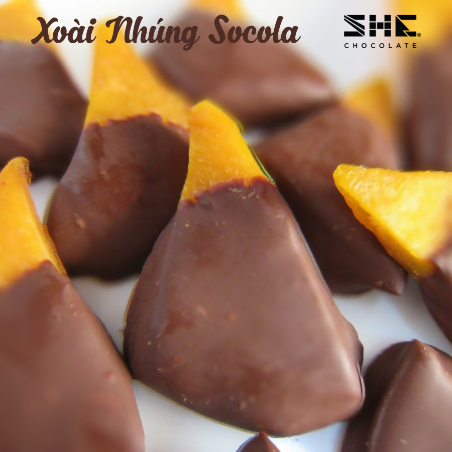 Xoài nhúng Socola - Túi 500g - SHE Chocolate - Đa dạng vị giác, tốt cho sức khỏe, bổ sung năng lượng. Quà tặng người thân, dịp lễ, thích hợp ăn vặt