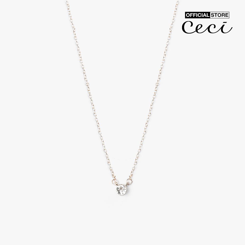 CECI - Dây chuyền nữ dạng chuỗi xích nhỏ phối mặt đính đá tròn CC4-01000239-27