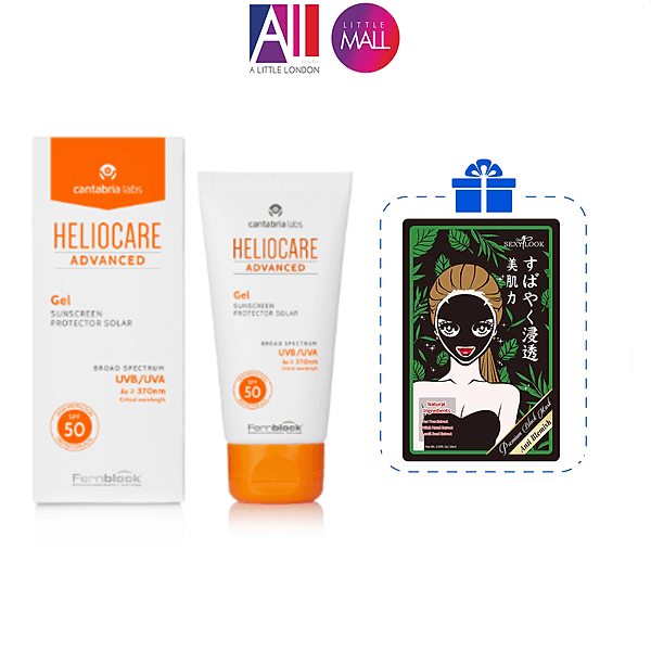 Gel chống nắng phổ rộng không màu Heliocare Advanced Gel SPF50 50ml TẶNG mặt nạ Sexylook